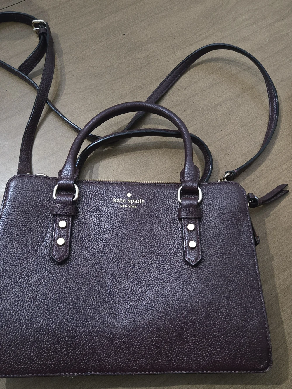 kate spade New York Pebbled Leather Satchel - Deep Burgundy